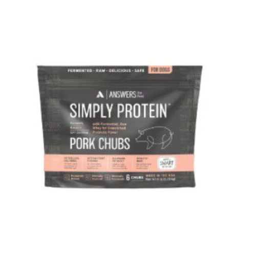 Answers Pet Food Detailed Formula Pork Simply Protein Raw Frozen Chubs 6 lbs