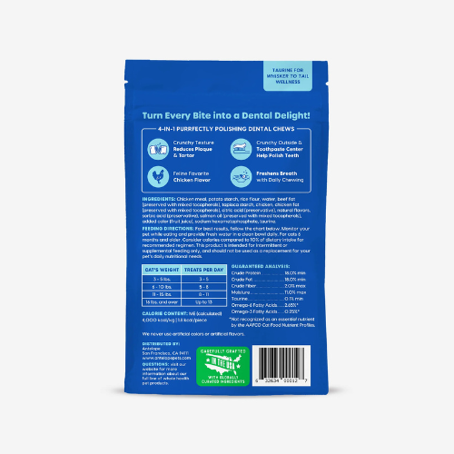 Ark Naturals Cat Dental Chews Kiss ME-OW Chicken Flavor Cleaning Cat Treats 3 oz