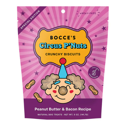 Bocce's Bakery Circus P'nuts Peanut Butter & Bacon Biscuits Dog Treats 5 oz