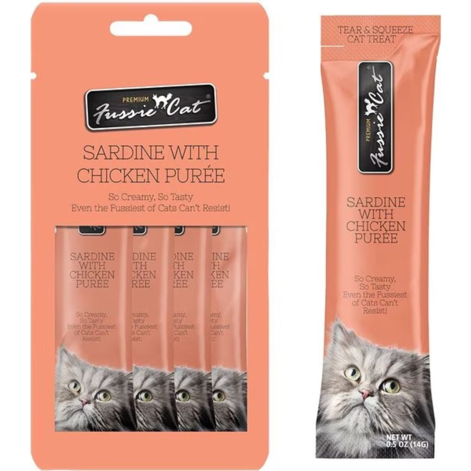 Fussie Cat Puree Cat Treats Sardine & Chicken 2oz