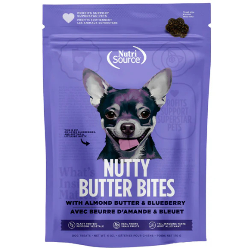 Nutrisource Nutty Butter Bites Blueberry Almond Butter Dog Treats 6oz