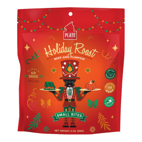 Plato Holiday Roast Beef & Pumpkin Small Bites Dog Treats 3 oz