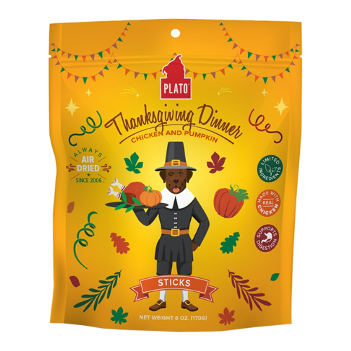 Plato Pumpkin & Spice Chicken Fries Soft & Chewy Dog Treats 6 oz