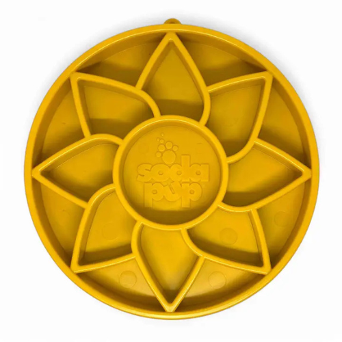 SodaPup Enriching Slow Feeder Sunflower Ebowl for Dogs Yellow