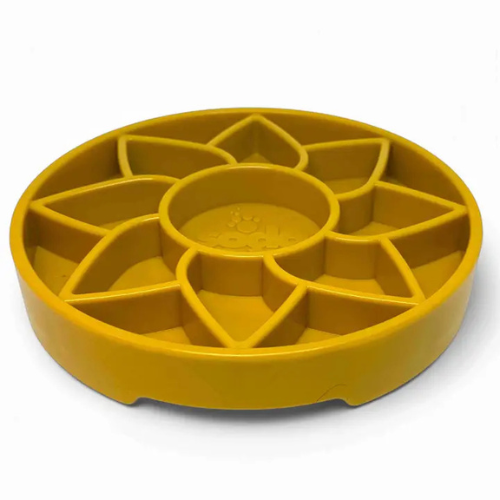SodaPup Enriching Slow Feeder Sunflower Ebowl for Dogs Yellow