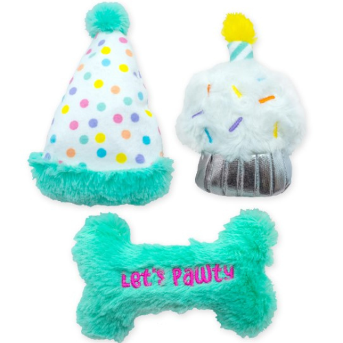 Thoozypet Birthday 3 Pack Small Plush Dog Toys