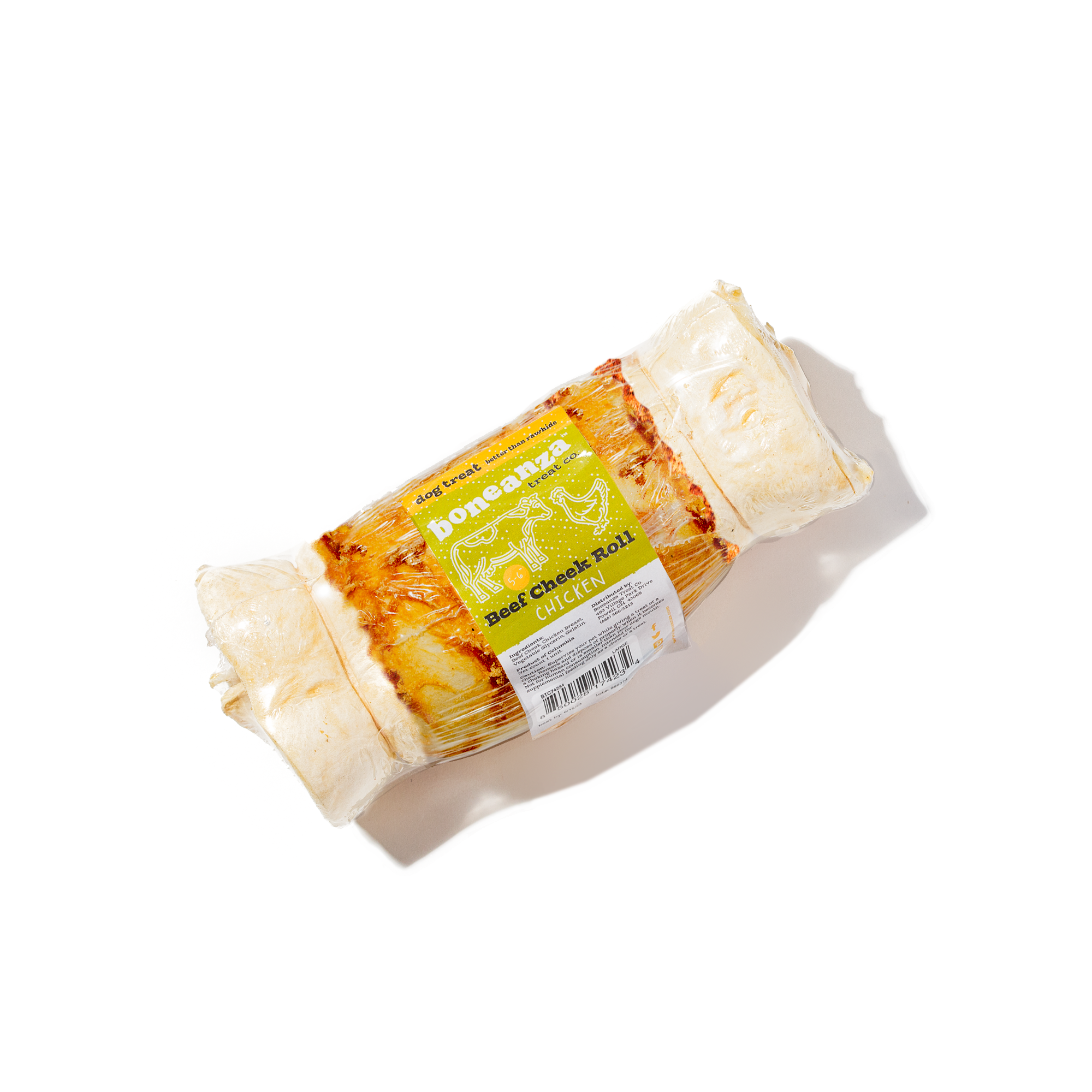 Boneanza Treat Co. Beef Cheek Roll Chicken Dog Treats - Mutts & Co.