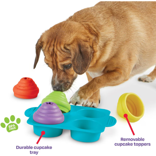Brightkins Dog Cupcake Party! Interactive Treat Puzzle Dog Toy