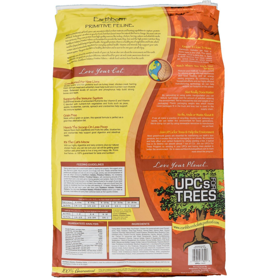 Earthborn Holistic Primitive Feline Grain Free Natural Dry Cat & Kitten Food - Mutts & Co.