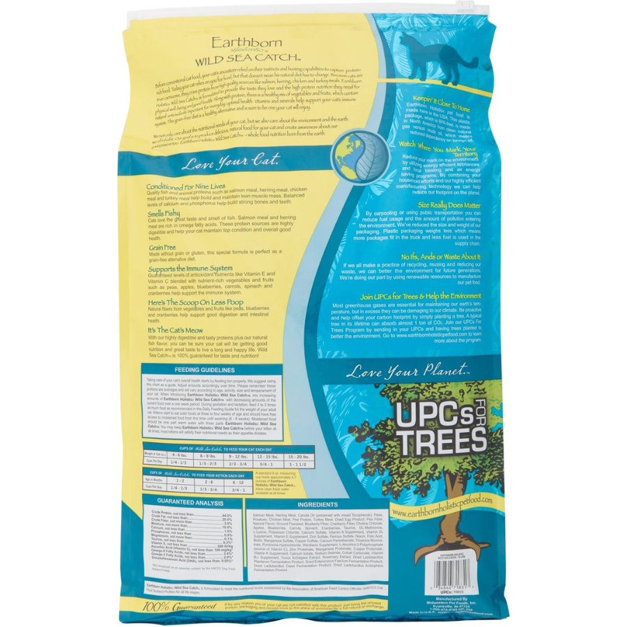 Earthborn Holistic Wild Sea Catch Grain Free Natural Dry Cat & Kitten Food - Mutts & Co.