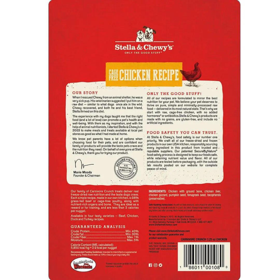 Stella & Chewy's Carnivore Crunch Cage-Free Chicken Recipe Freeze-Dried Dog Treats 3.25 oz - Mutts & Co.