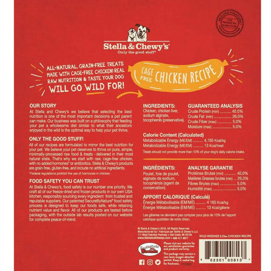 Stella & Chewy's Wild Weenies Cage-Free Chicken Recipe Freeze-Dried Dog Treats 3.25 oz - Mutts & Co.