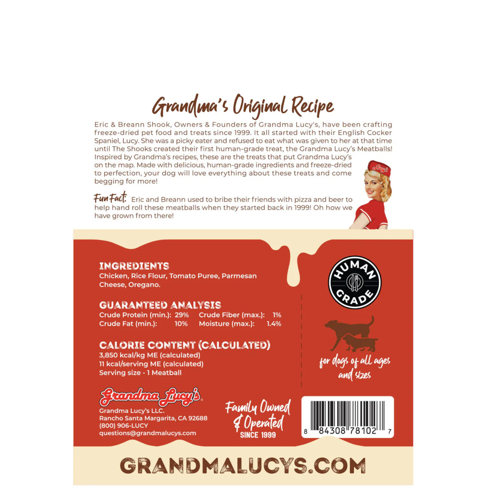 Grandma Lucy's Freeze-Dried Meatballs Chicken Parmesan Dog Treats 3oz