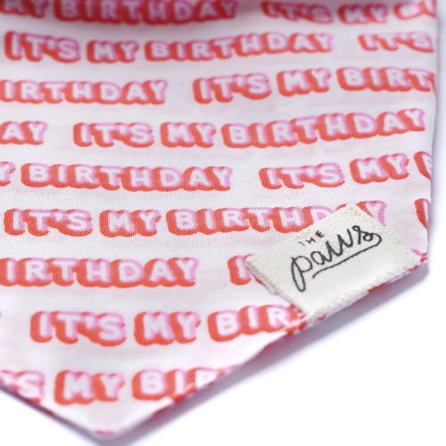 The Paws It's My Birthday Dog Bandana Pink
