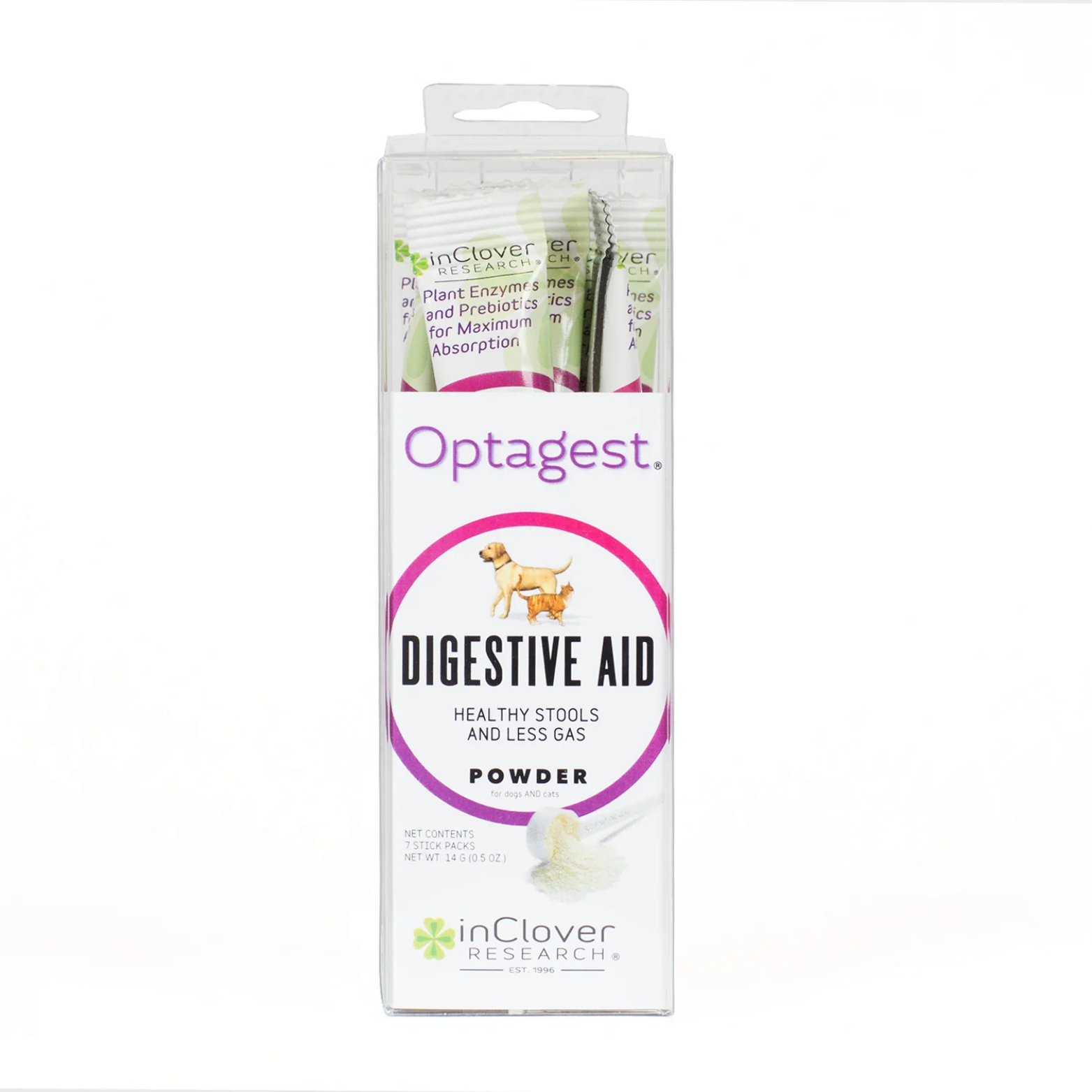 InClover Optagest Plant Based Prebiotics & Digestive Enzymes for Dogs & Cats, Travel Sticks