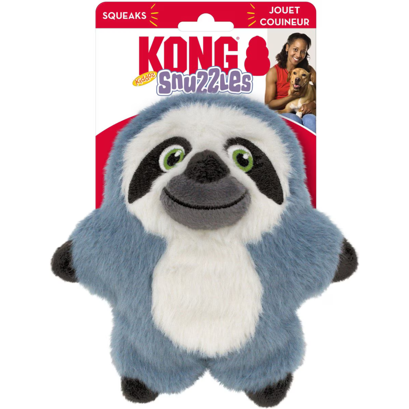 KONG Snuzzle Kiddos Sloth Tough Squeaky Plush Dog Toy Small