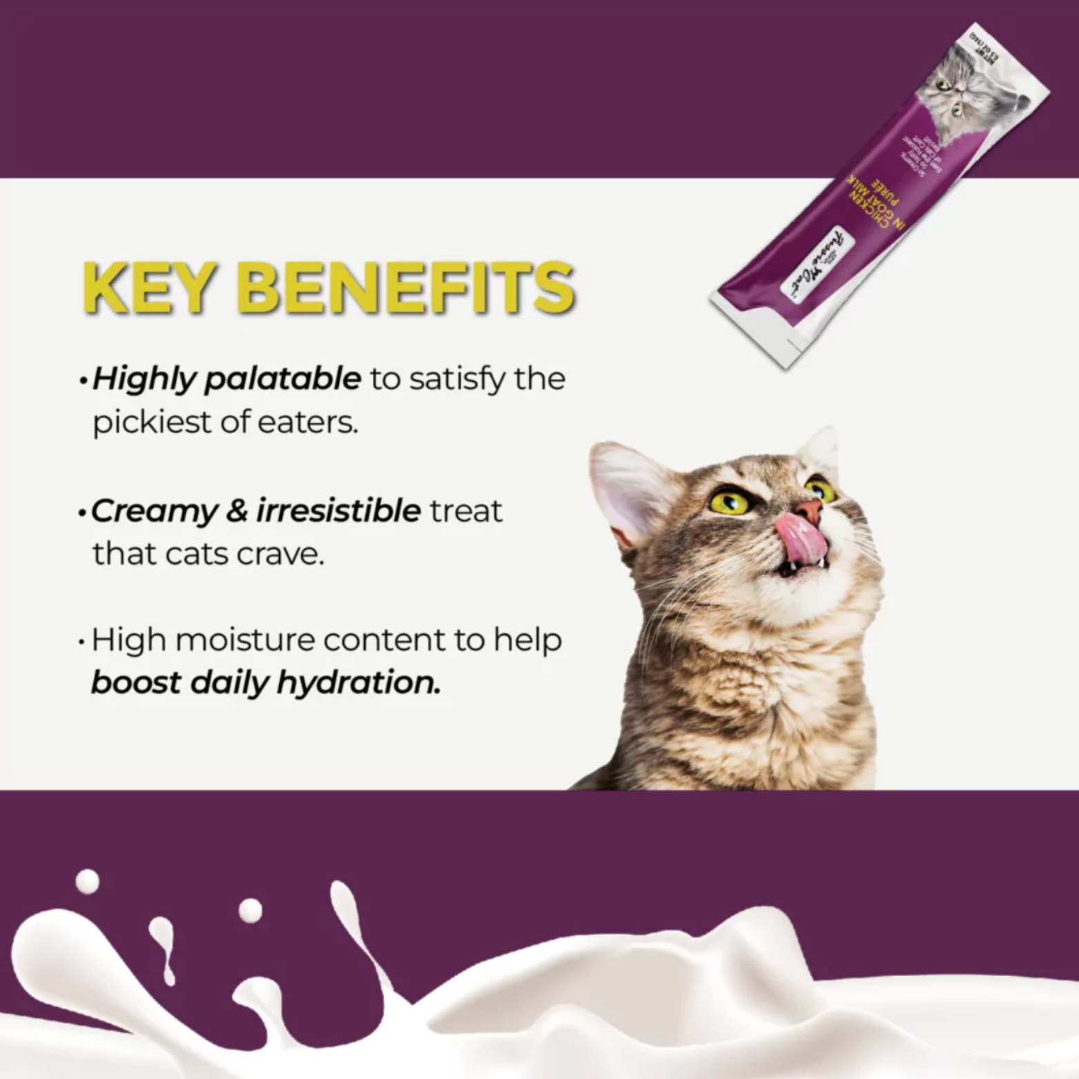 Fussie Cat Goat Milk Puree Cat Treats Chicken, 2 oz