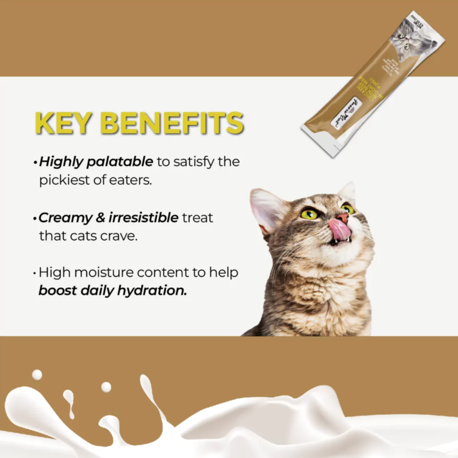 Fussie Cat Goat Milk Puree Cat Treats Chicken with Beef, 2 oz