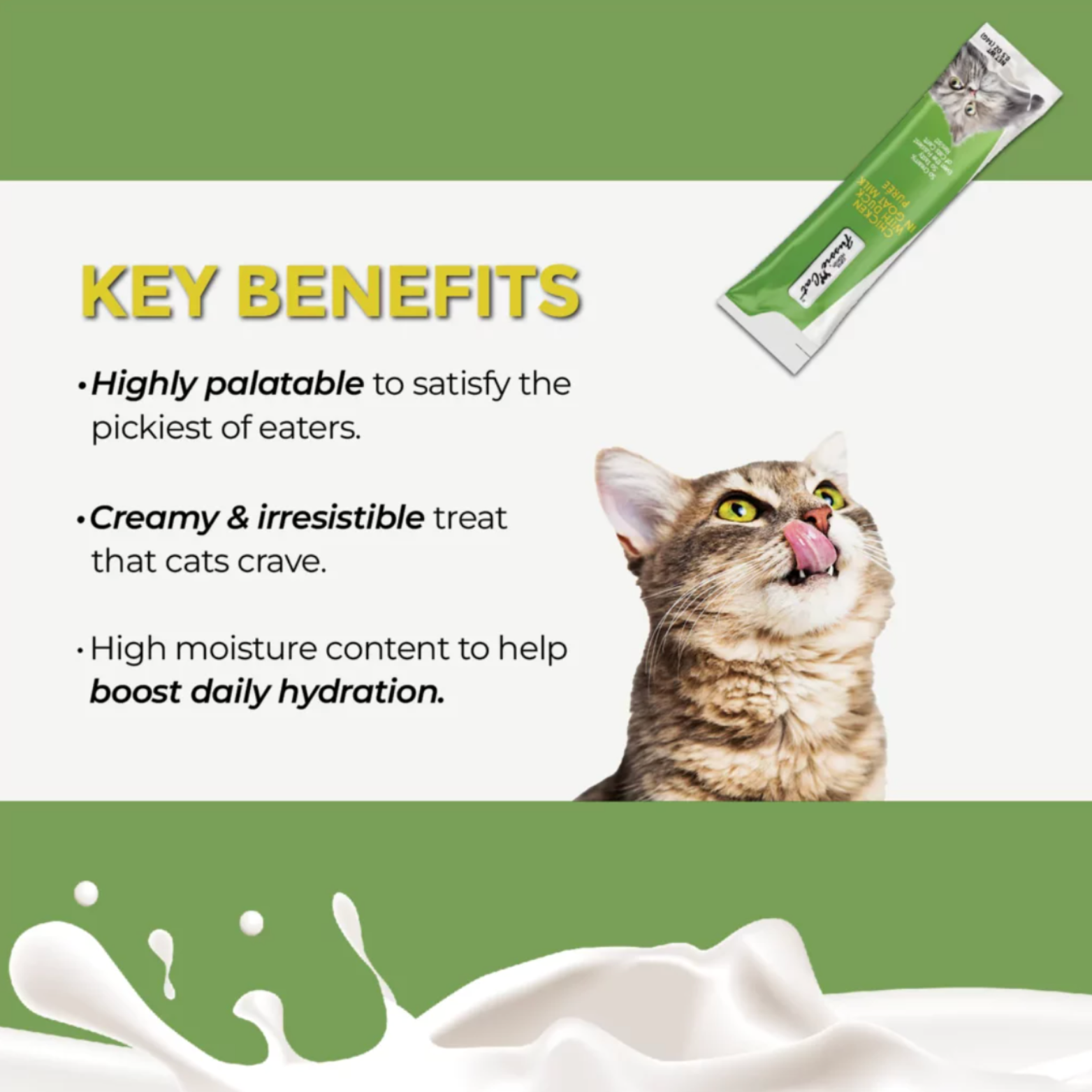 Fussie Cat Goat Milk Puree Cat Treats Chicken with Duck, 2 oz