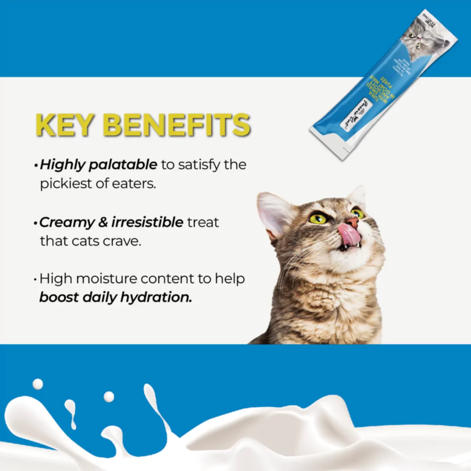 Fussie Cat Goat Milk Puree Cat Treats Tuna with Anchovies, 2 oz