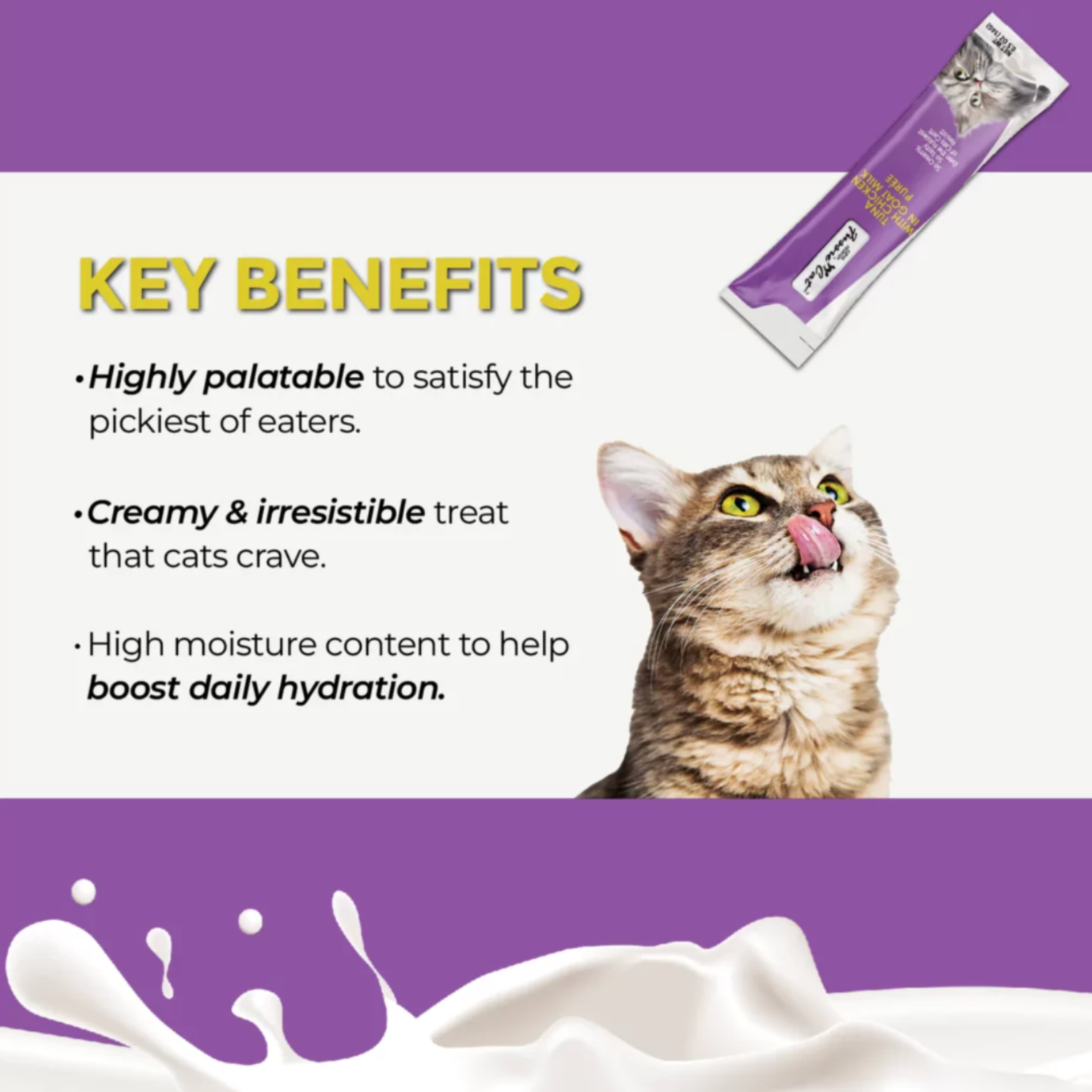 Fussie Cat Goat Milk Puree Cat Treats Tuna with Chicken, 2 oz