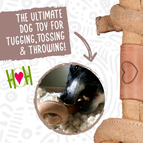 HuggleHounds Huggle-Hide Knotted Natural Leather Bone Dog Toy