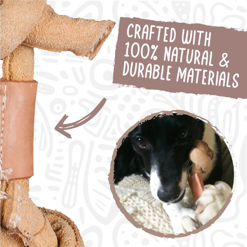 HuggleHounds Huggle-Hide Knotted Natural Leather Bone Dog Toy