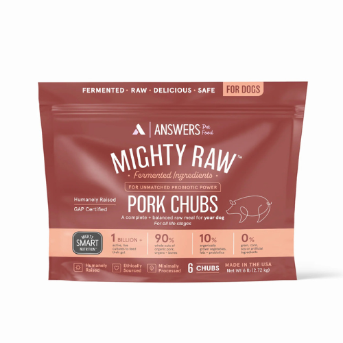 Answers Pet Food Detailed Formula Pork Mighty Raw Frozen Chubs 6 lbs
