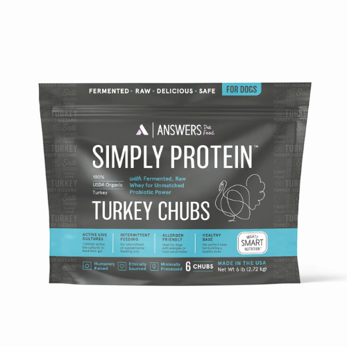 Answers Pet Food Detailed Formula Turkey Simply Protein Raw Frozen Chubs 6 lbs