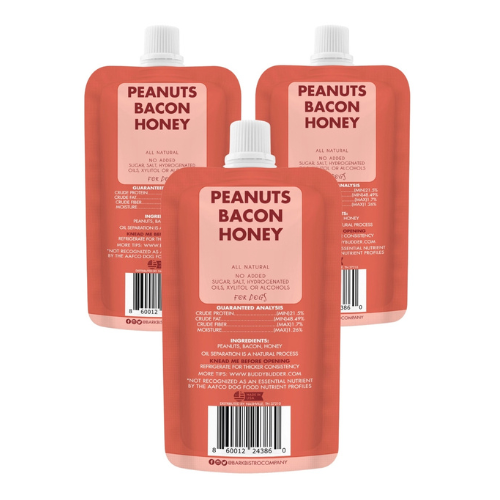 Bark Bistro Bangin Bacon Budder Dog Peanut Butter Squeeze Packs 4oz Single
