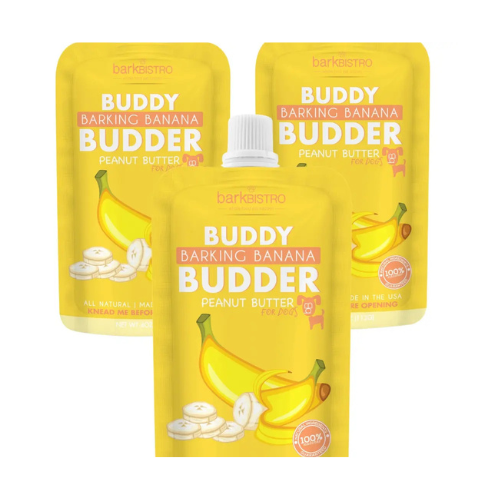 Bark Bistro Barkin Banana Budder Dog Peanut Butter Squeeze Packs 4oz Single