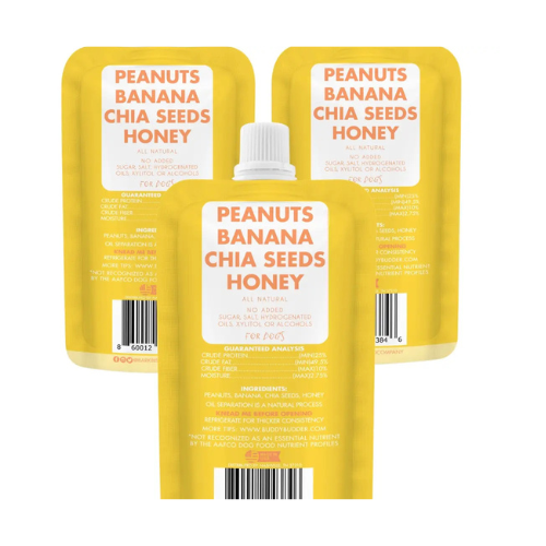 Bark Bistro Barkin Banana Budder Dog Peanut Butter Squeeze Packs 4oz Single