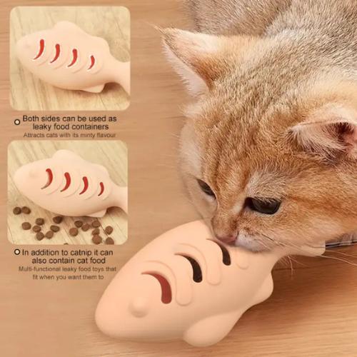 Cheerhunting Moo Dual-Sided Leaky Cat Food Toy Fish Design