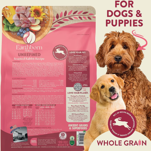 Earthborn Holistic Unrefined Roasted Rabbit with Ancient Grains & Superfoods Dry Dog Food 25-lb