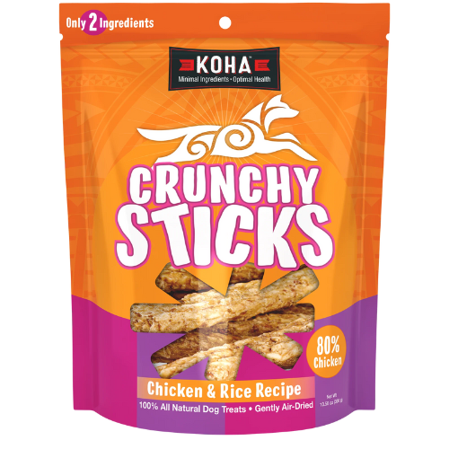 Koha Crunchy Sticks Air Dried Chicken & Rice Recipe Dog Treats 10.58 oz