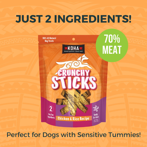Koha Crunchy Sticks Air Dried Chicken & Rice Recipe Dog Treats 10.58 oz