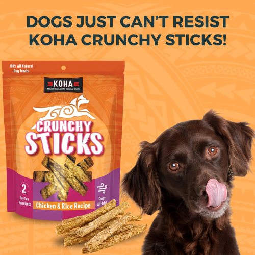 Koha Crunchy Sticks Air Dried Chicken & Rice Recipe Dog Treats 10.58 oz