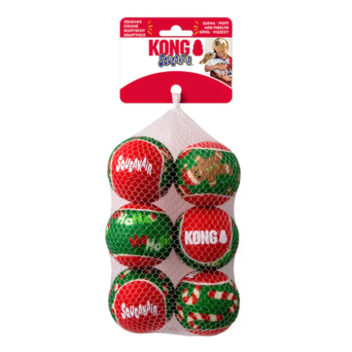 Kong Holiday SqueakAirs Balls Dog Toy 6-pack
