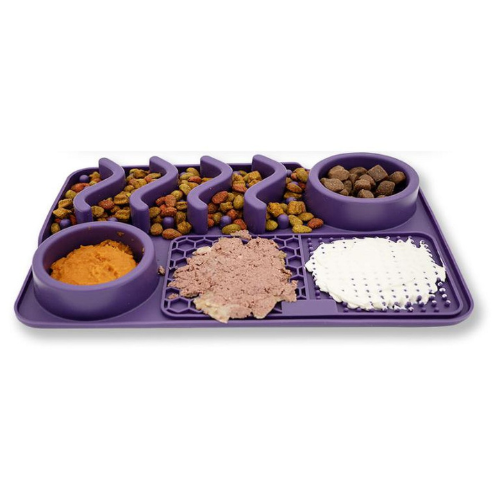 Palz & Co Paw Puzzle Silicone Slow Feeding Mat Purple, Medium
