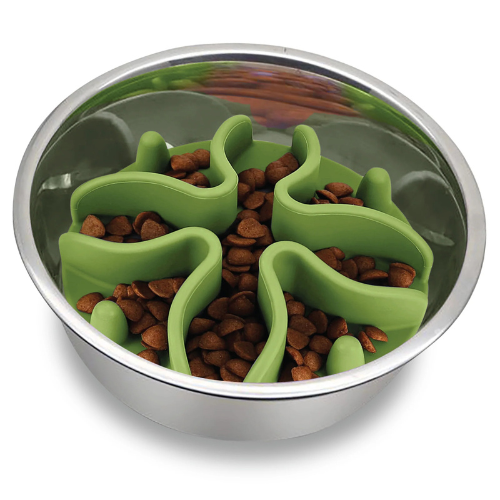 Palz & Co Paw Puzzle Slow Feeder Dog Bowl Green Insert, Large