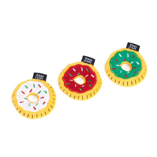 ZippyClaws Holiday Mini Donutz Cat Toy, 3pk