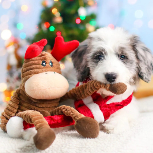 ZippyPaws Holiday Crinkle Reindeer Plush Dog Toy