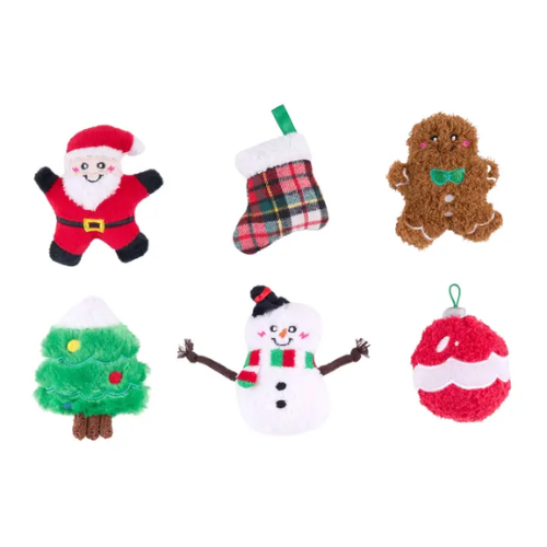 ZippyPaws Miniz Holiday Cheer Plush Dog Toy 6-Pack