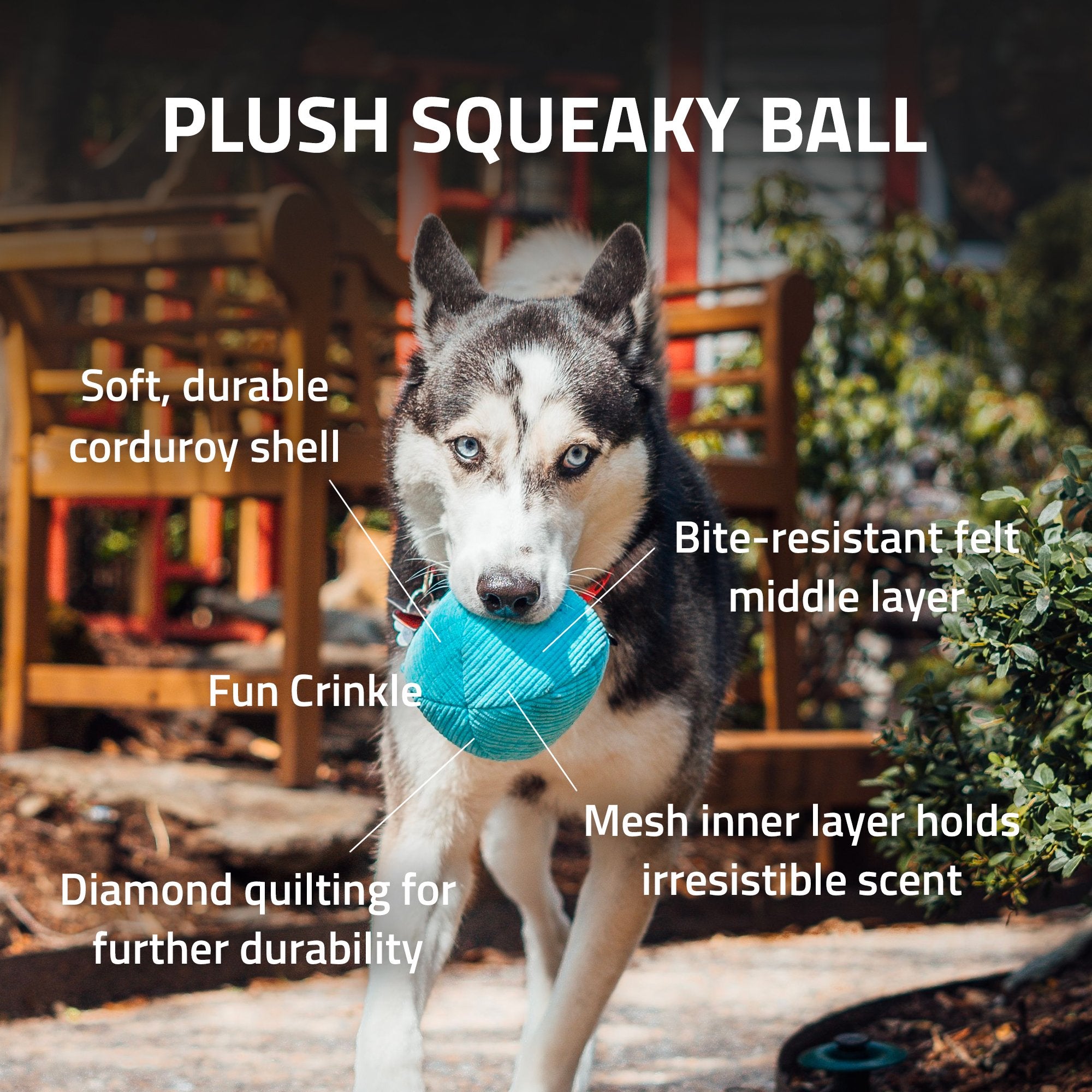 Playology Plush Squeaky Ball Dog Toy Peanut Butter - Mutts & Co.