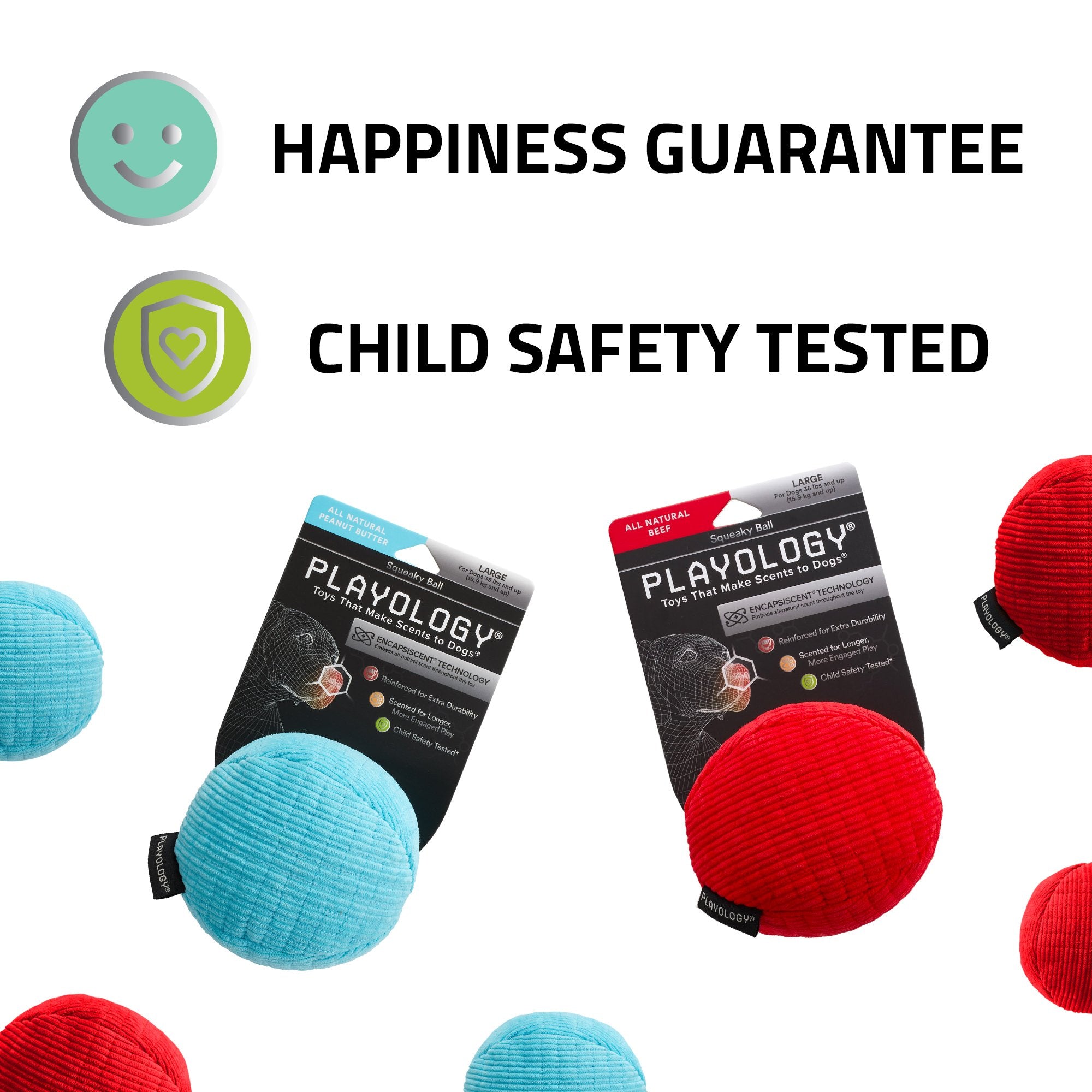 Playology Plush Squeaky Ball Dog Toy Peanut Butter - Mutts & Co.