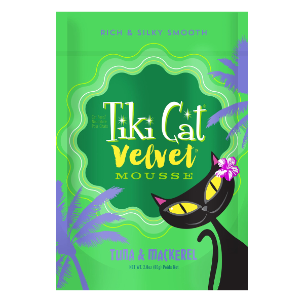 Tiki Cat Velvet Mousse Tuna & Mackerel Wet Cat Food, 2.8-oz pouch - Mutts & Co.