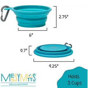 Messy Mutts Collapsible Bowl Blue - Mutts & Co.