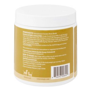 Nature's Logic Dehydrated Chicken Bone Broth Dog & Cat Food Topper, 6-oz tub - Mutts & Co.
