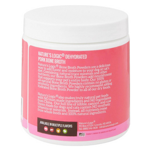 Nature's Logic Dehydrated Pork Bone Broth Dog & Cat Food Topper, 6-oz tub - Mutts & Co.