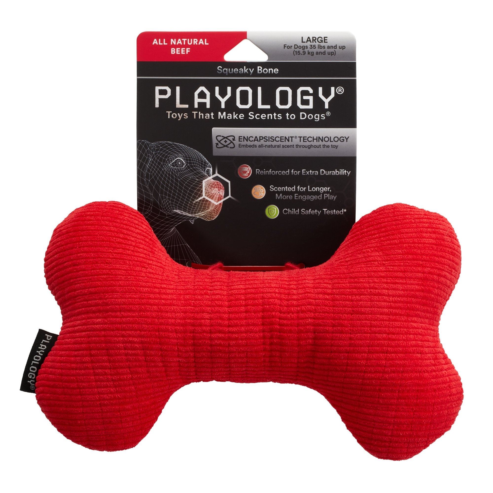 Playology Plush Squeaky Bone Dog Toy Beef - Mutts & Co.